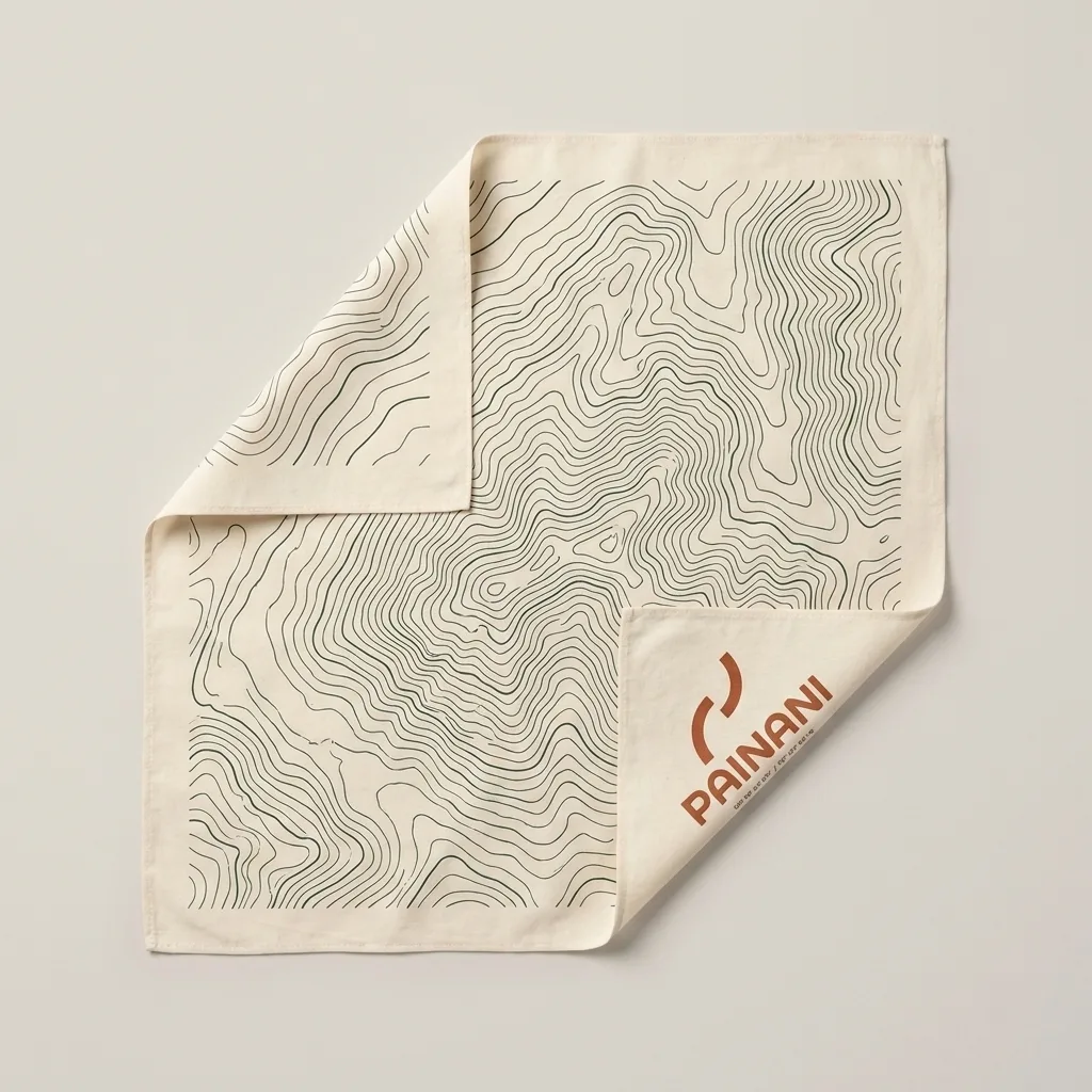 PAINANI route bandana, contour print laid flat