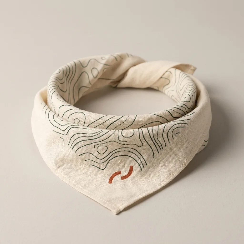 PAINANI route bandana rolled and knotted, print detail